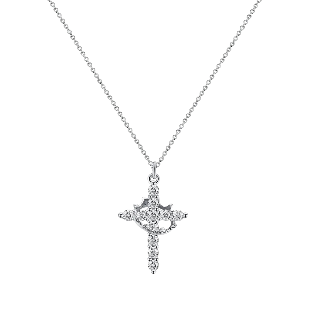 Elora Cross and Crown Necklace