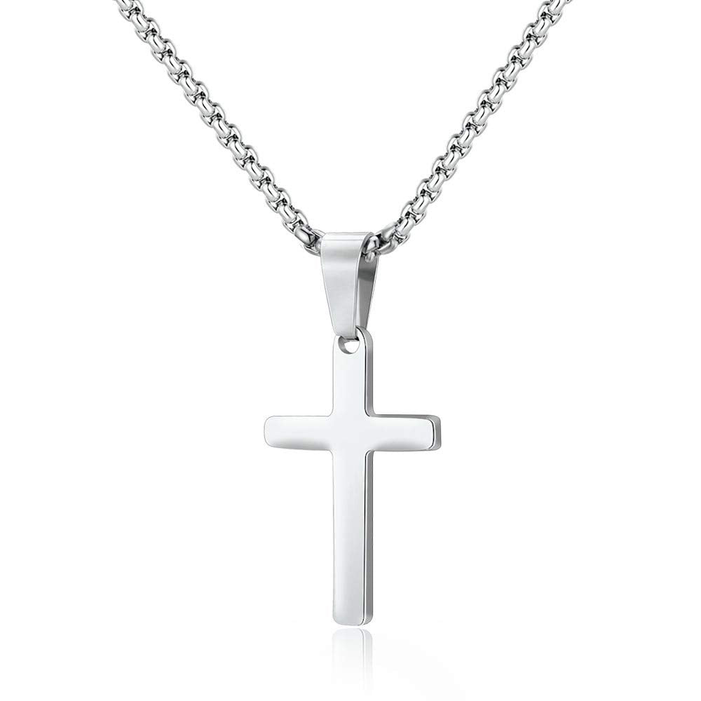 Titanium Cross Necklace in Silver, Single Piece