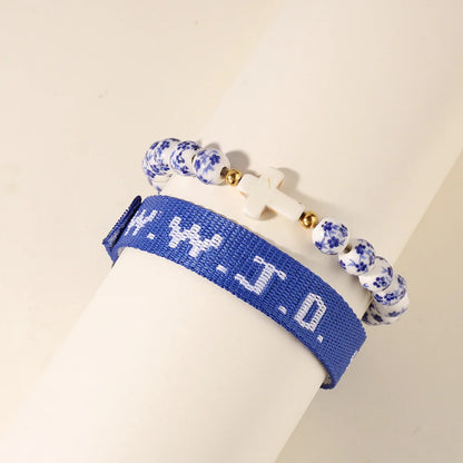 WWJD Blessing Bracelet Stack (Limited Floral Ceramic Beads)
