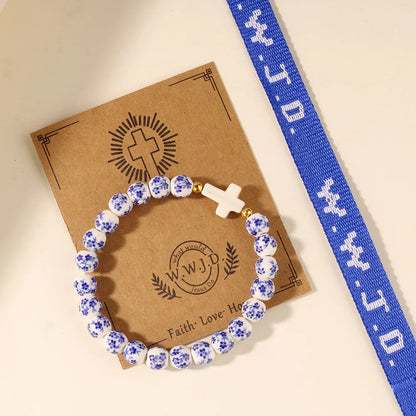 WWJD Blessing Bracelet Stack (Limited Floral Ceramic Beads)