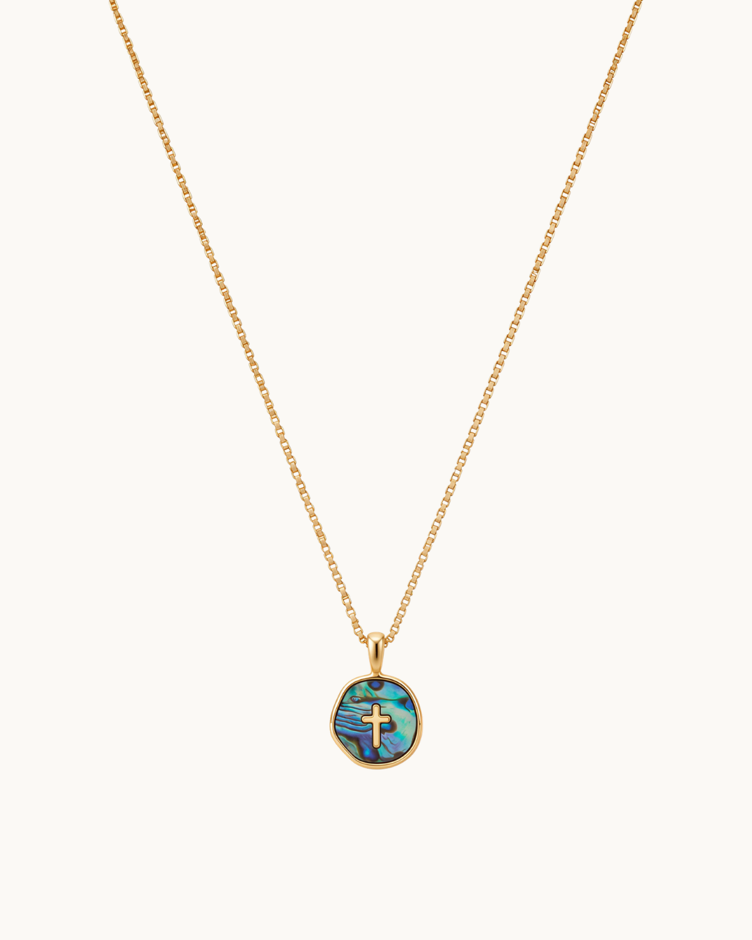 Aurora Light Cross Necklace, 18k Gold – view 2