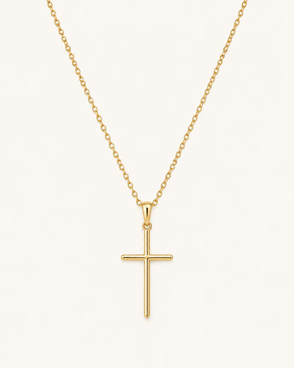 Elora Classic Cross Necklace in 18k Gold