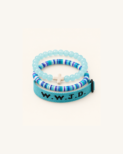 WWJD Collection of 3 Bracelet Stack – Christian Bracelets