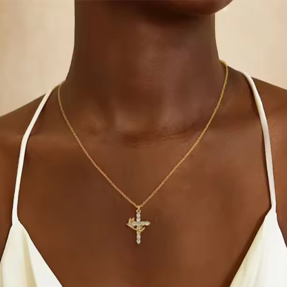 Elora Cross and Crown Necklace
