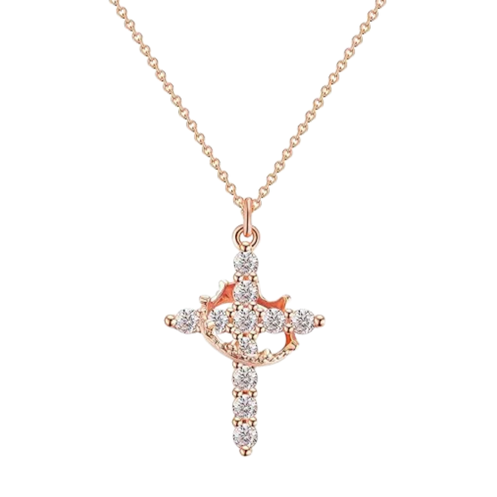 Elora Cross and Crown Necklace