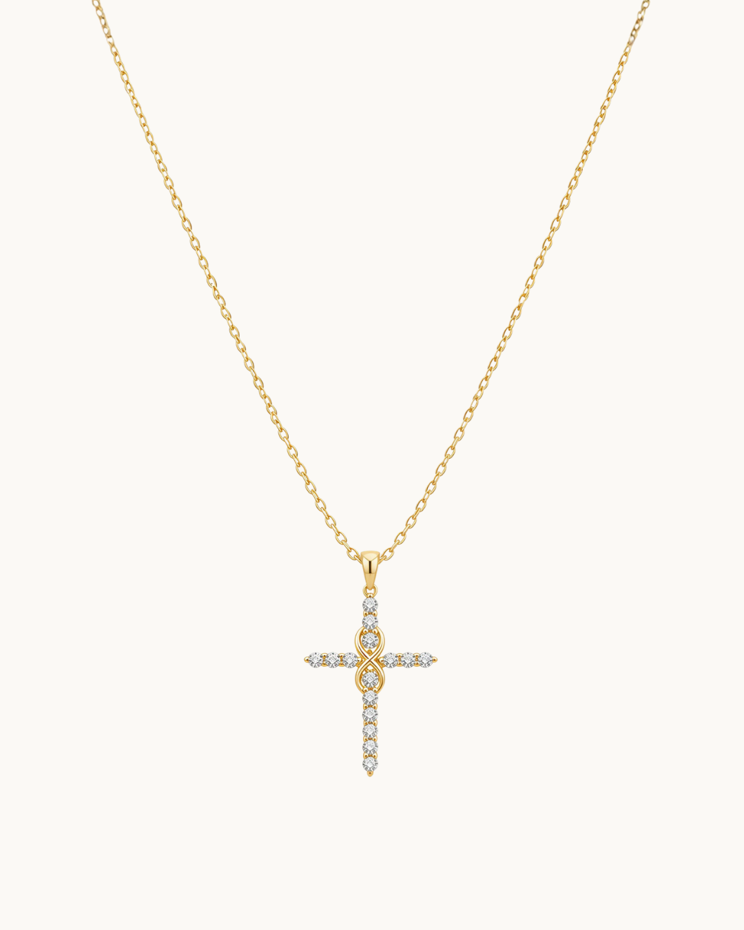 Elora Infinity Cross Necklace in 18k Gold