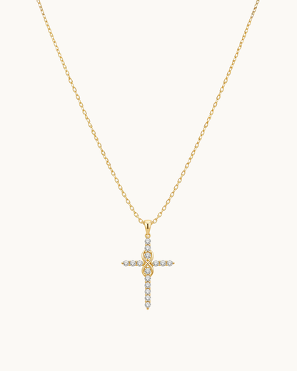 Elora Infinity Cross Necklace in 18k Gold