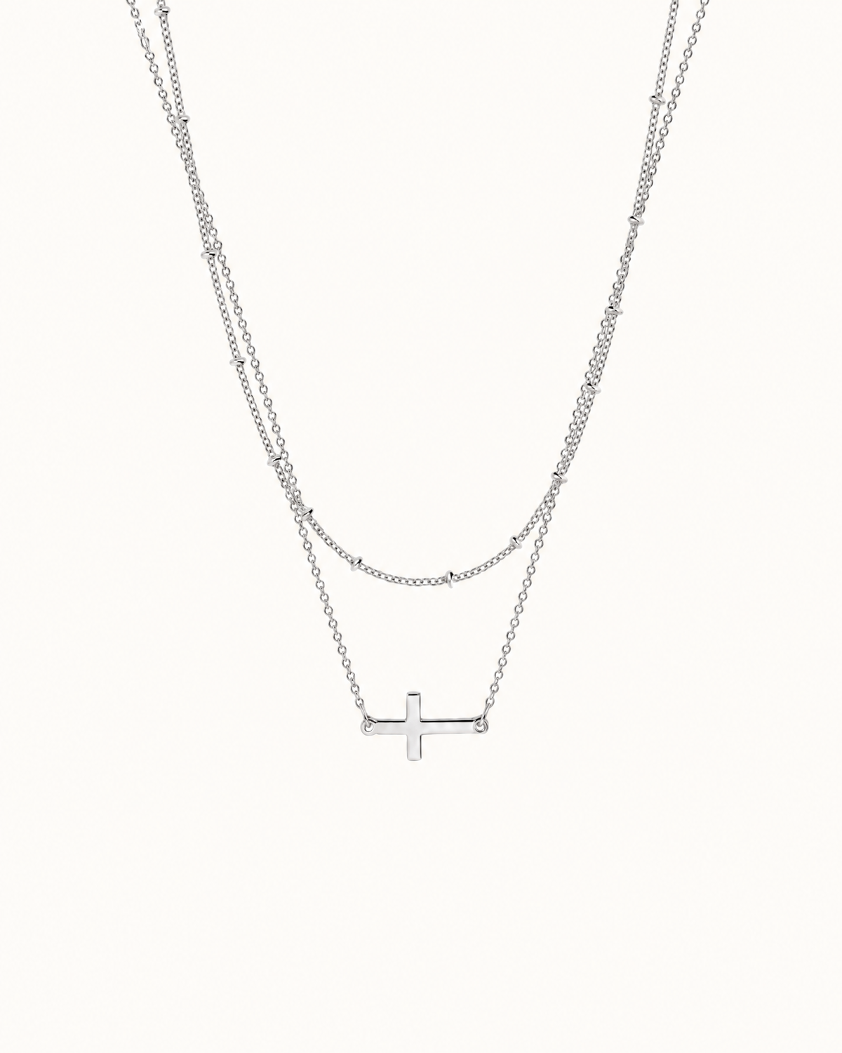 Elora Double Chain Cross in Silver
