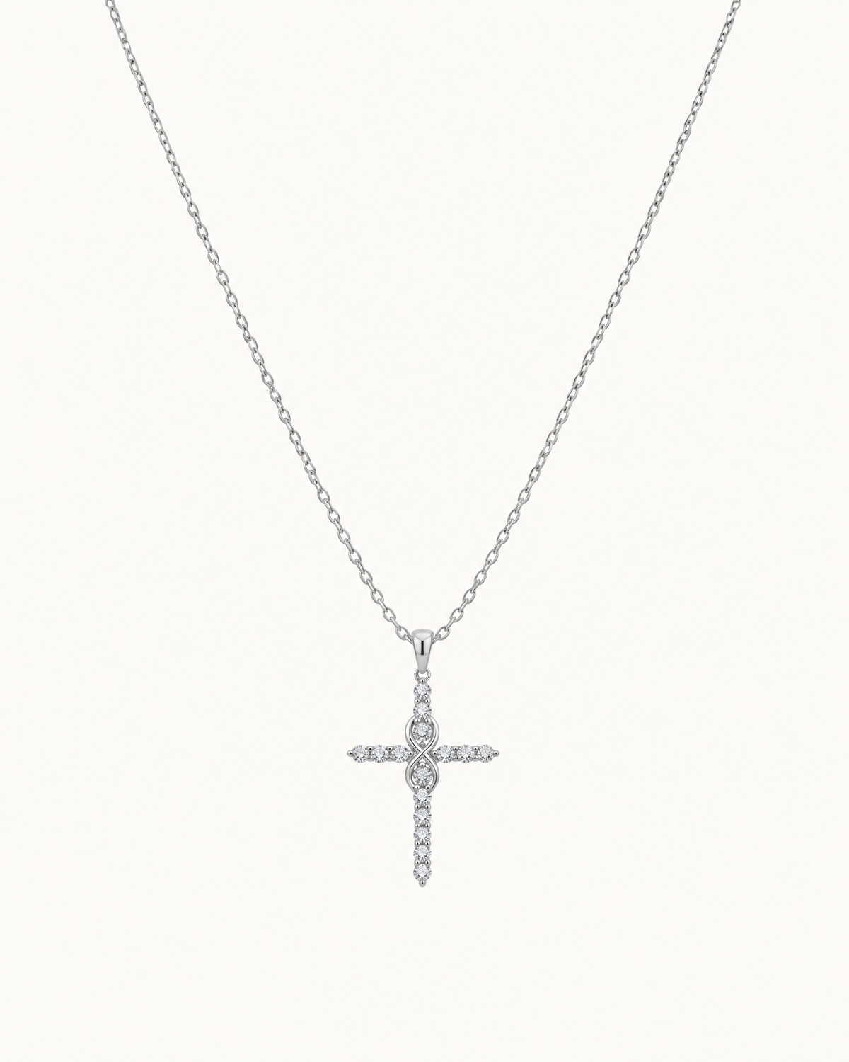 Elora Infinity Cross Necklace in Silver