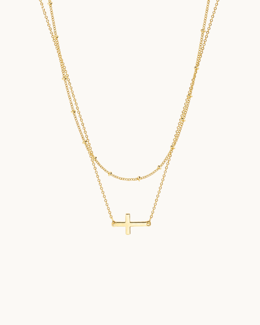 Elora Double Chain Cross in 18k Gold