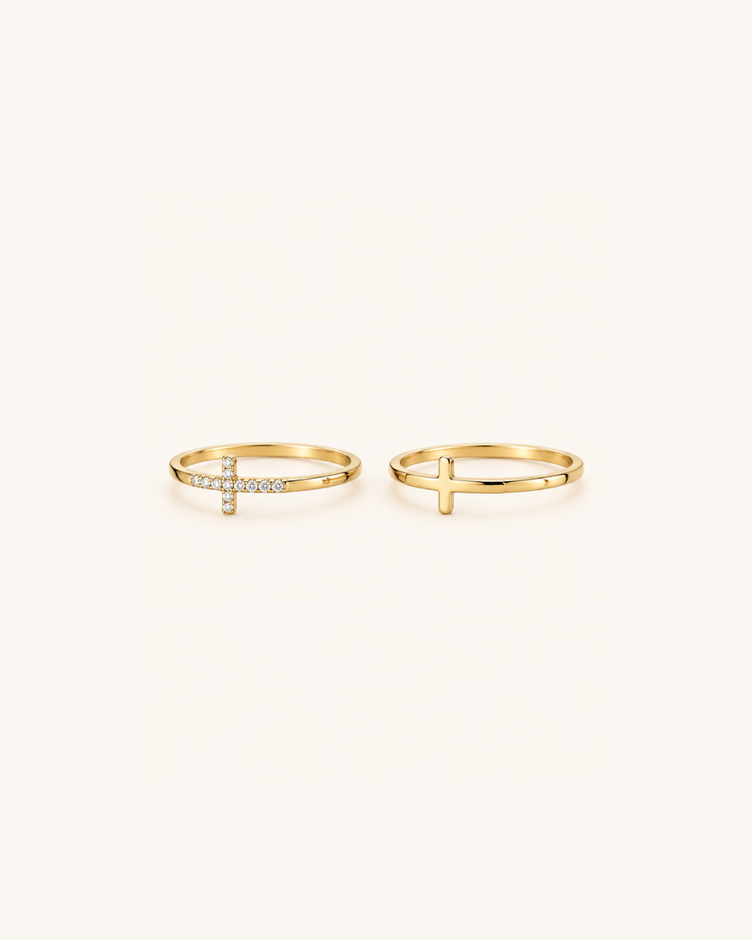 Eternal Cross Ring Set, Stackable Faith Rings – view 2