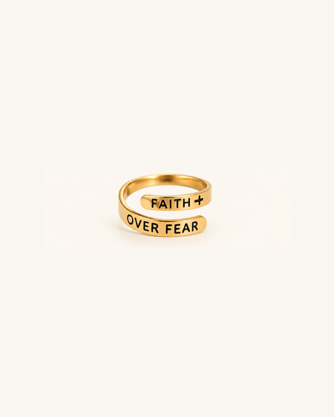 Faith Over Fear Ring, Adjustable 18k Gold – view 2