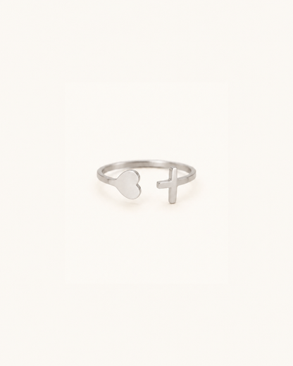 He Is Within Her Heart Ring in Silver