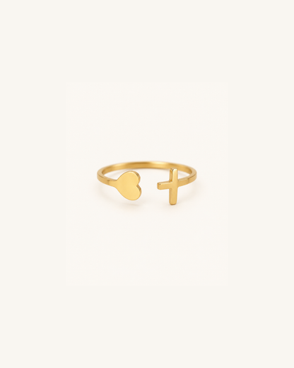 He Is Within Her Heart Ring in 18k Gold