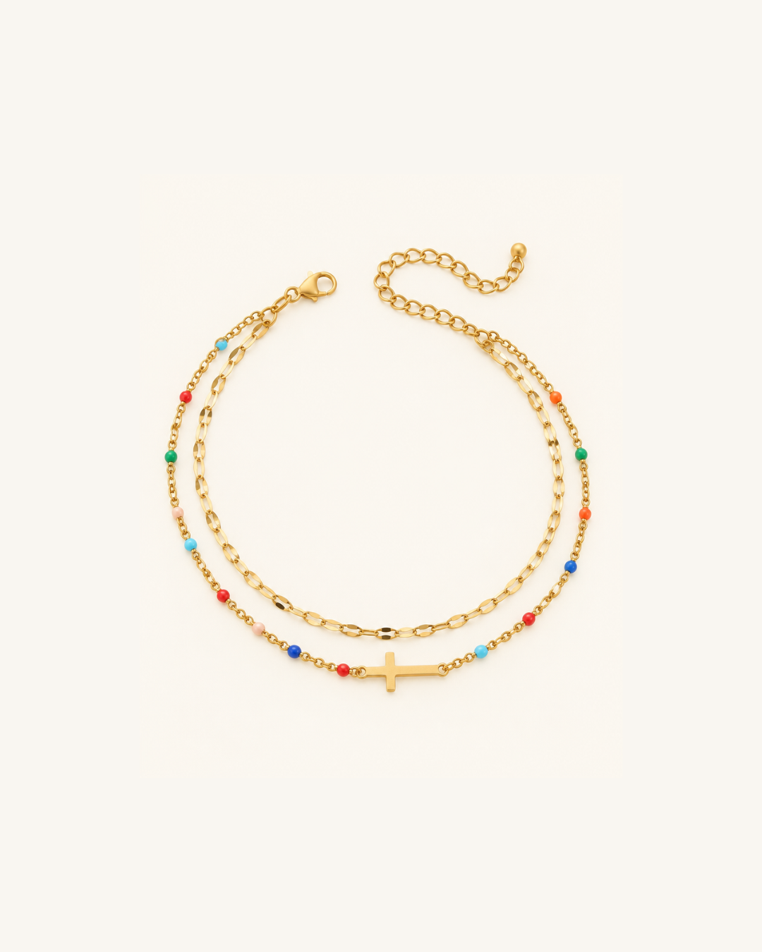 Healing Cross Beads Bracelet in 18k Gold