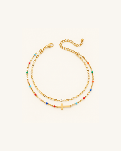 Healing Cross Beads Bracelet in 18k Gold