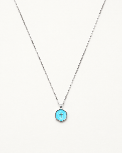 Living Water Necklace In Silver in Pearl Turquoise