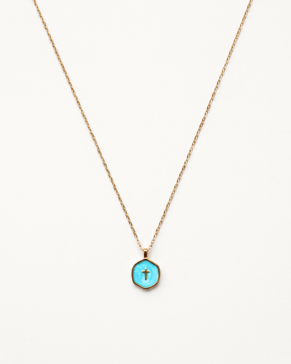 Living Water Necklace in Pearl Turquoise, 14k Gold-plated