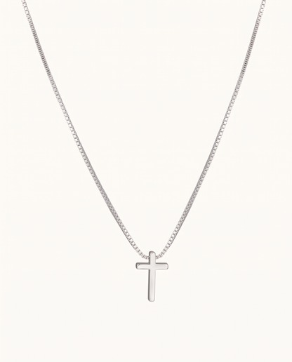 Mini Cross Necklace in Silver