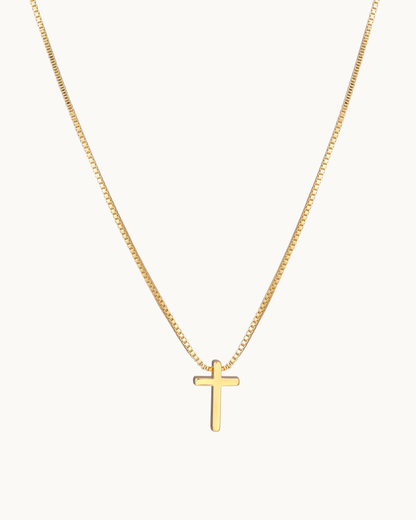 Mini Cross Necklace in 18k Gold