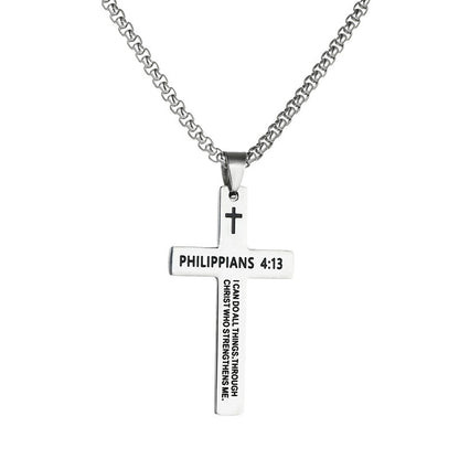Philippians 4:13 Cross Necklace