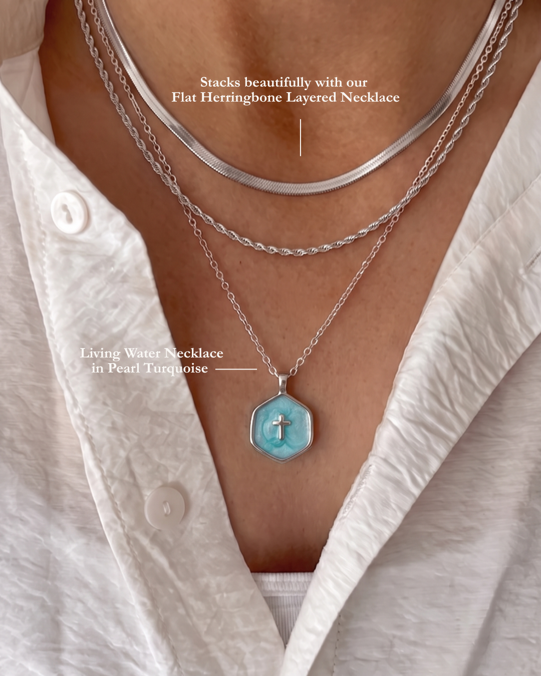 Living Water Necklace In Silver, John 4:14 – view 4