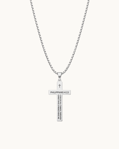 Philippians 4:13 Cross Necklace – Christian Necklace