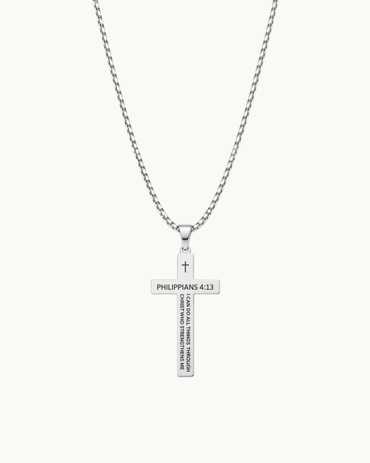 Philippians 4:13 Cross Necklace – Christian Necklace