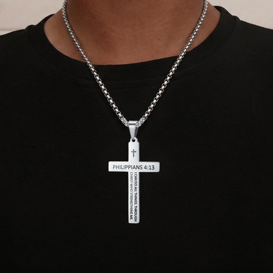 Philippians 4:13 Cross Necklace