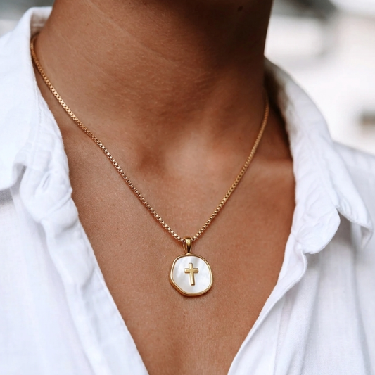 Seraphine Seashell Cross Necklace