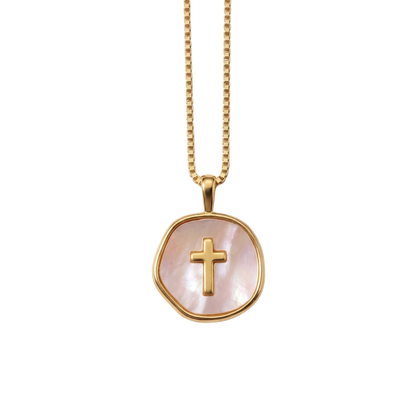 Seraphine Pearl Cross Necklace (Pre-order)