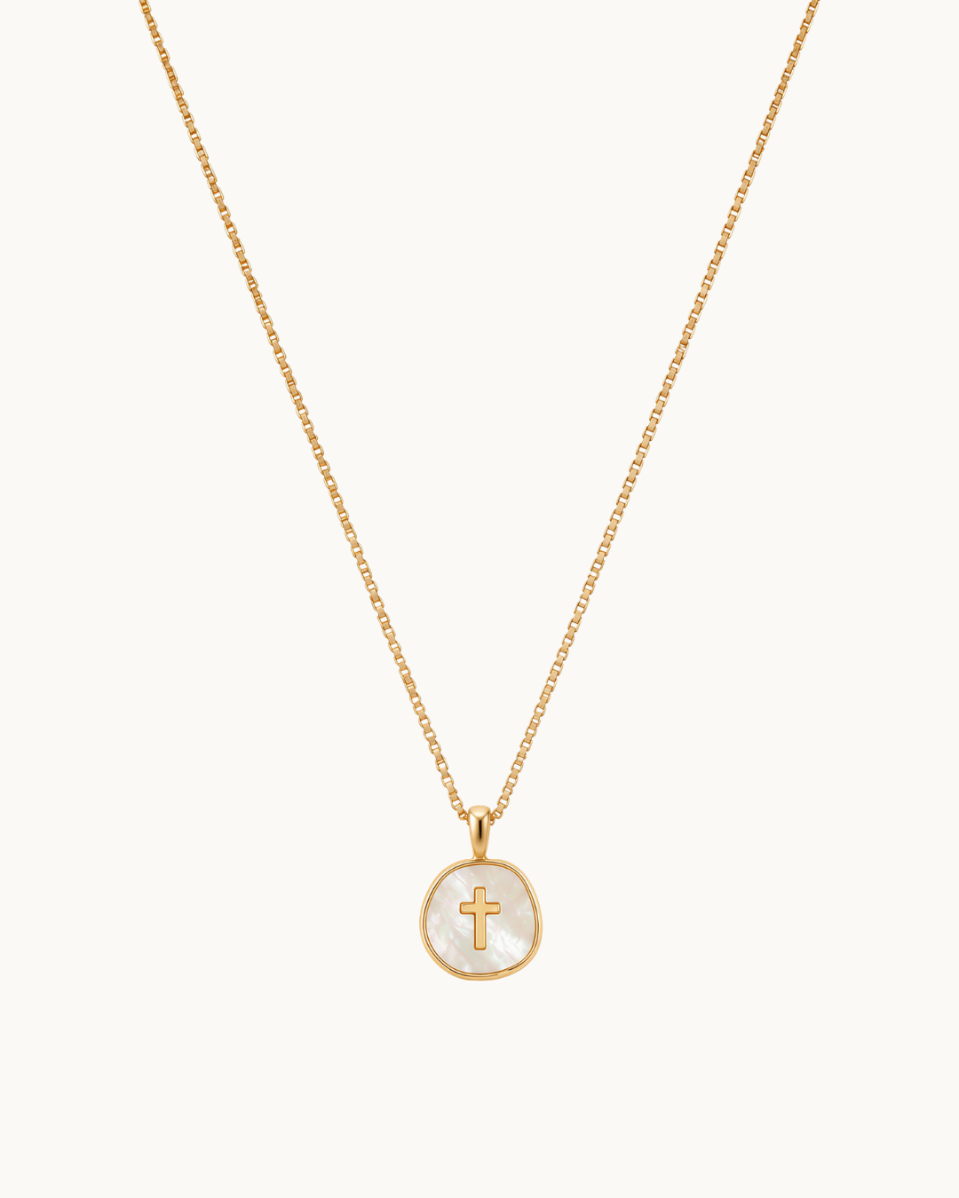 Seraphine Seashell Cross Necklace in Cross, 18k Gold Plated