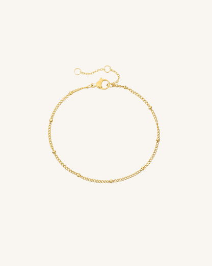 Stacking Beaded Chain Bracelet, Gold Beaded Stacking Bracelet – view 2