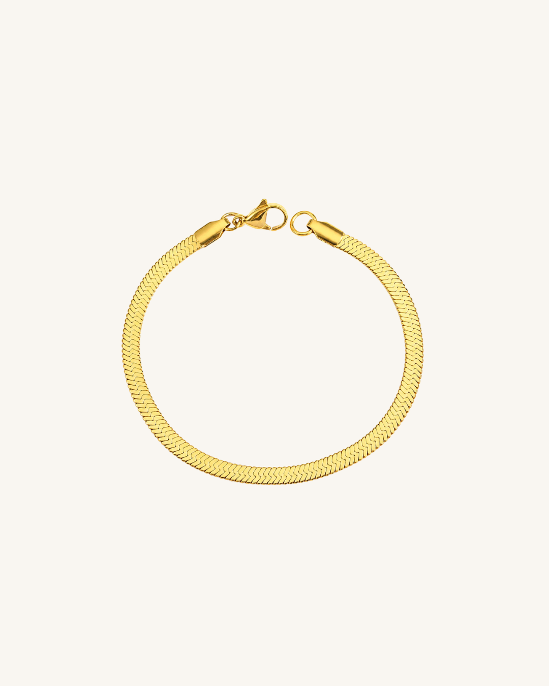 Stacking Flat Herringbone Bracelet, 18k Gold – view 2