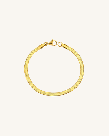 Stacking Flat Herringbone Bracelet, 18k Gold – view 2
