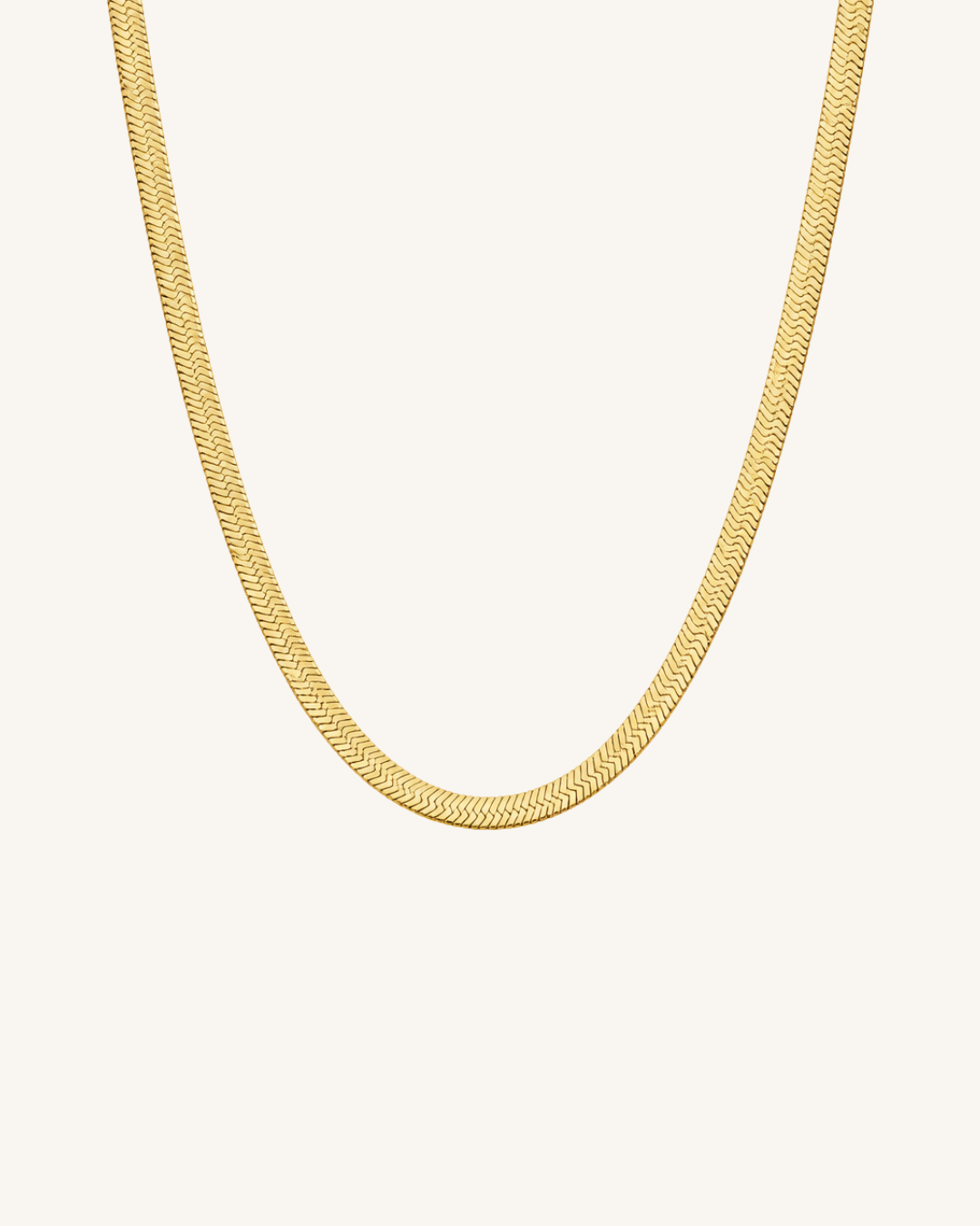 Stacking Flat Herringbone Necklace, 18k Gold – view 2
