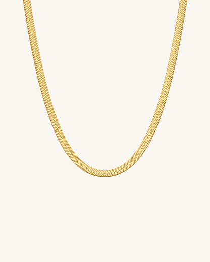 Stacking Flat Herringbone Necklace, 18k Gold – view 2