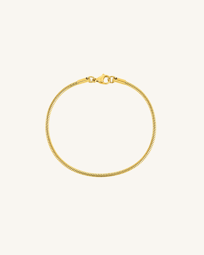 Stacking Round Herringbone Bracelet, 18k Gold – view 2