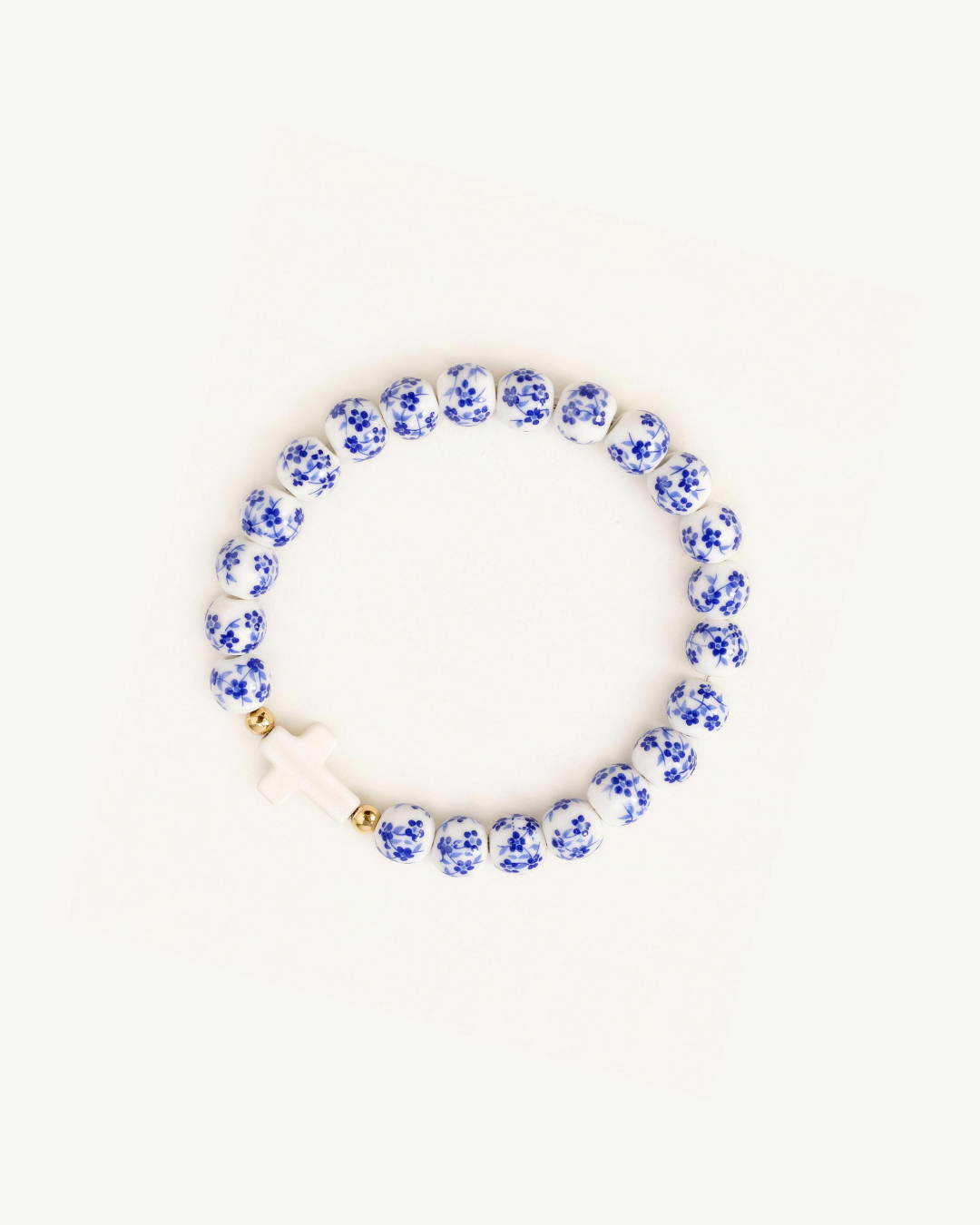 WWJD Floral Ceramic Cross Bracelet Stack, Ceramic Cross Bracelets – view 2