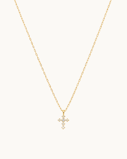 Whisper Cross Necklace in Gold