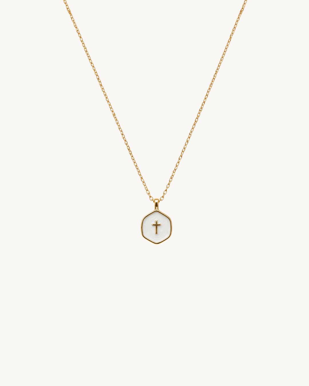 Living Water Necklace in White Swirl, 14k Gold-plated