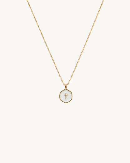 Living Water Necklace in White Swirl, 14k Gold-plated
