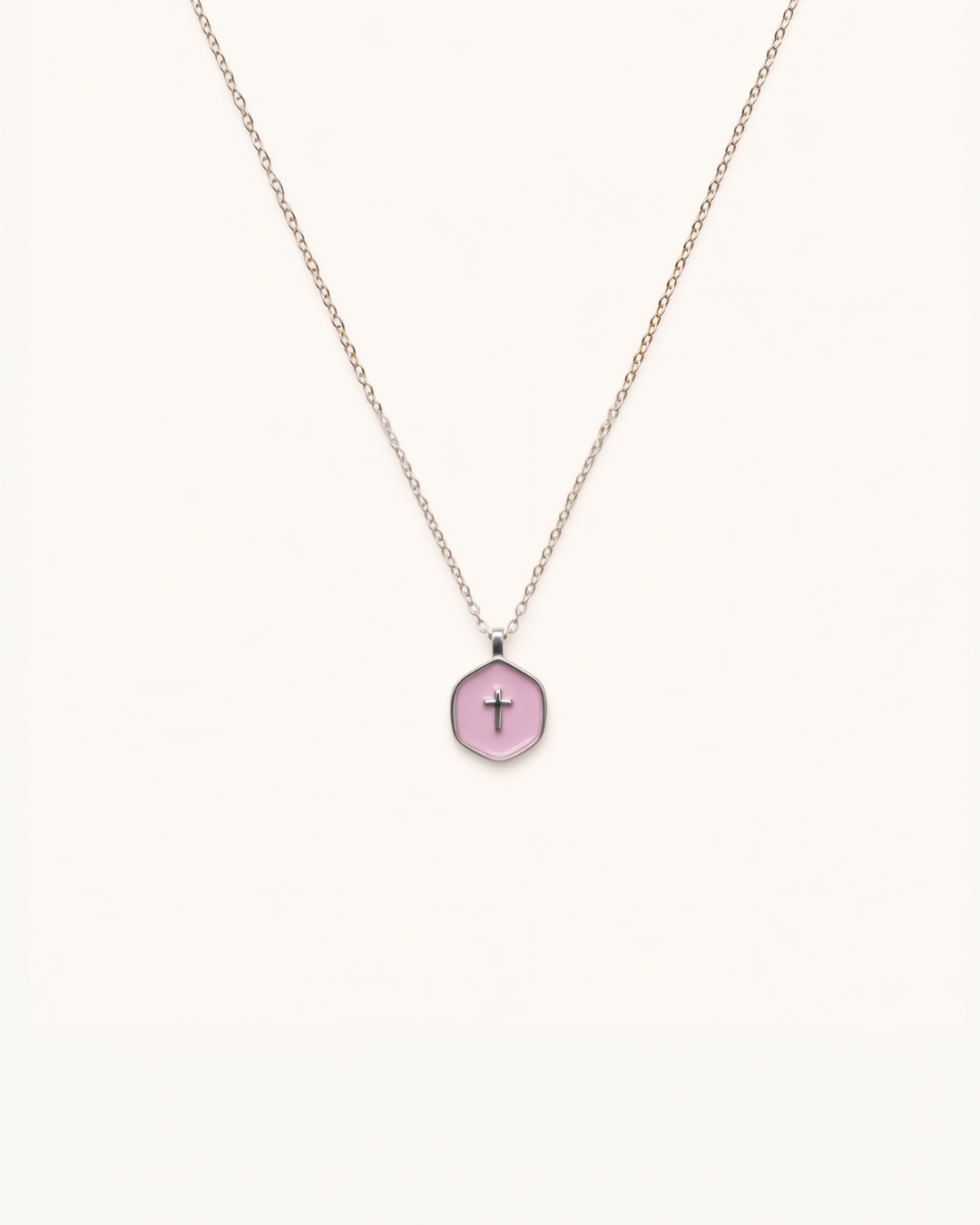 Living Water Necklace In Silver in Baby Pink