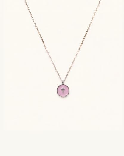 Living Water Necklace In Silver in Baby Pink