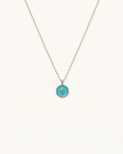 Living Water Necklace In Silver in Cyan