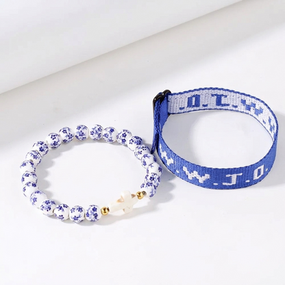 WWJD Blessing Bracelet Stack (Limited Floral Ceramic Beads)