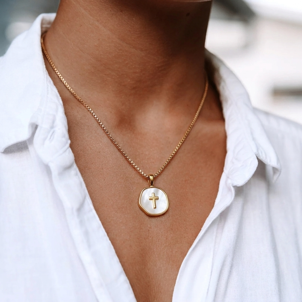 Seraphine Seashell Cross Necklace