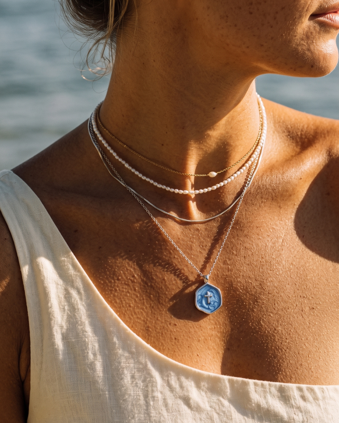 Living Water Necklace In Silver, John 4:14 – view 2