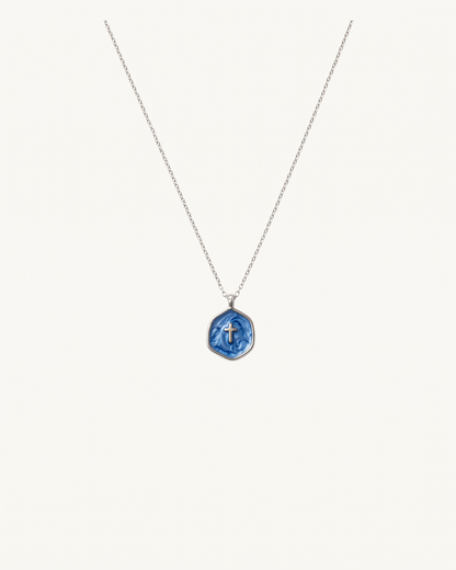 Living Water Necklace In Silver in Midnight Blue