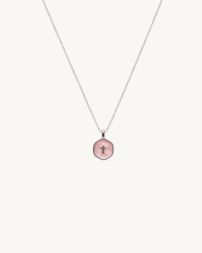 Living Water Necklace In Silver in Pearl Pink